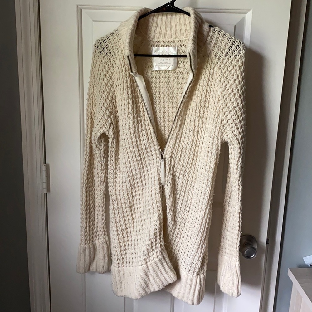 Cream Zip Up Sweater Old Navy